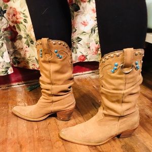 Slouchy Soft Suede Cowboy boots.